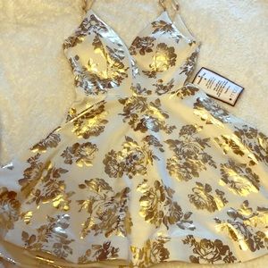 Gold floral dress